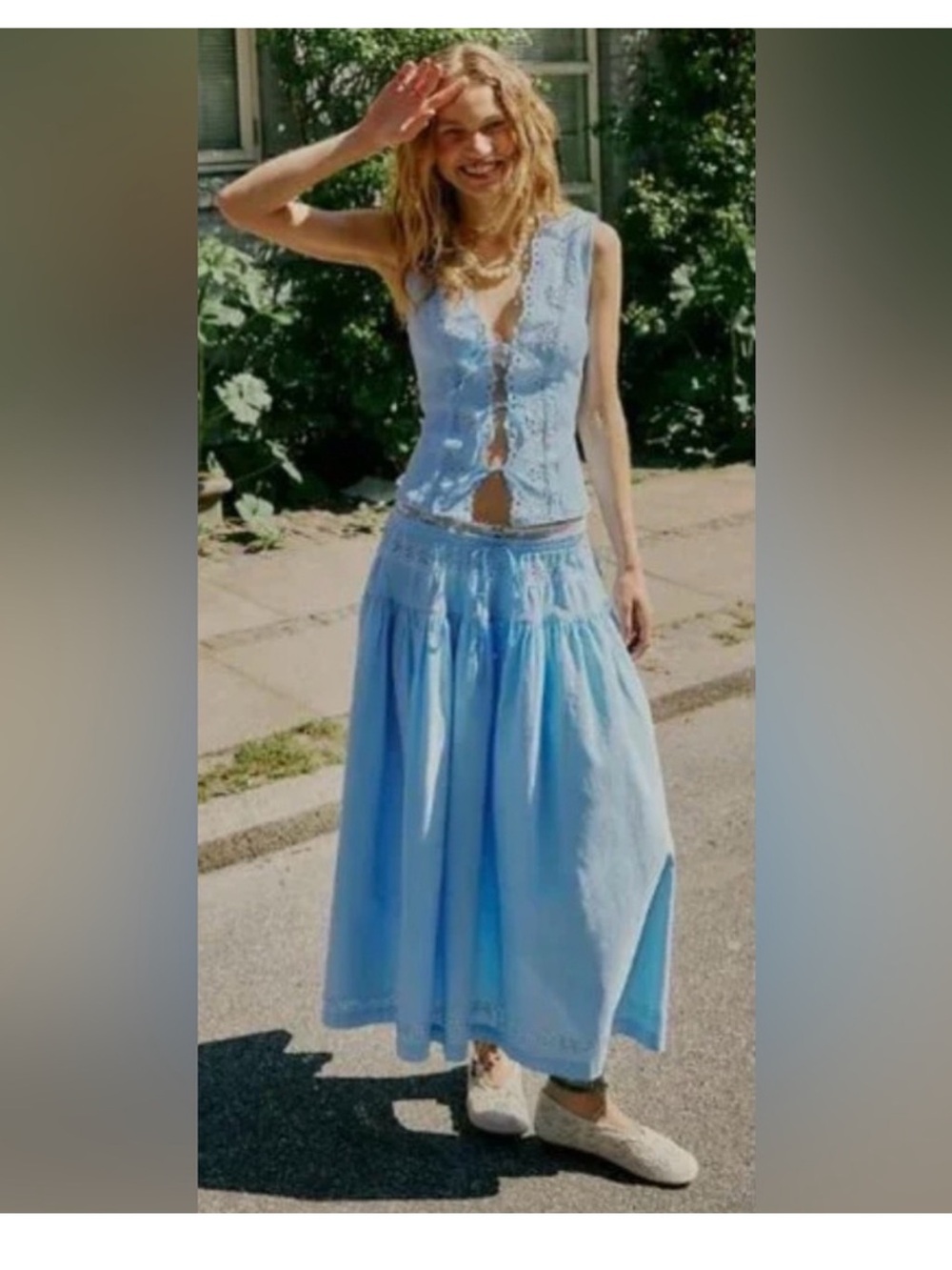 Free People Gesibelle Set Blue sz L NWT - Picture 2 of 6